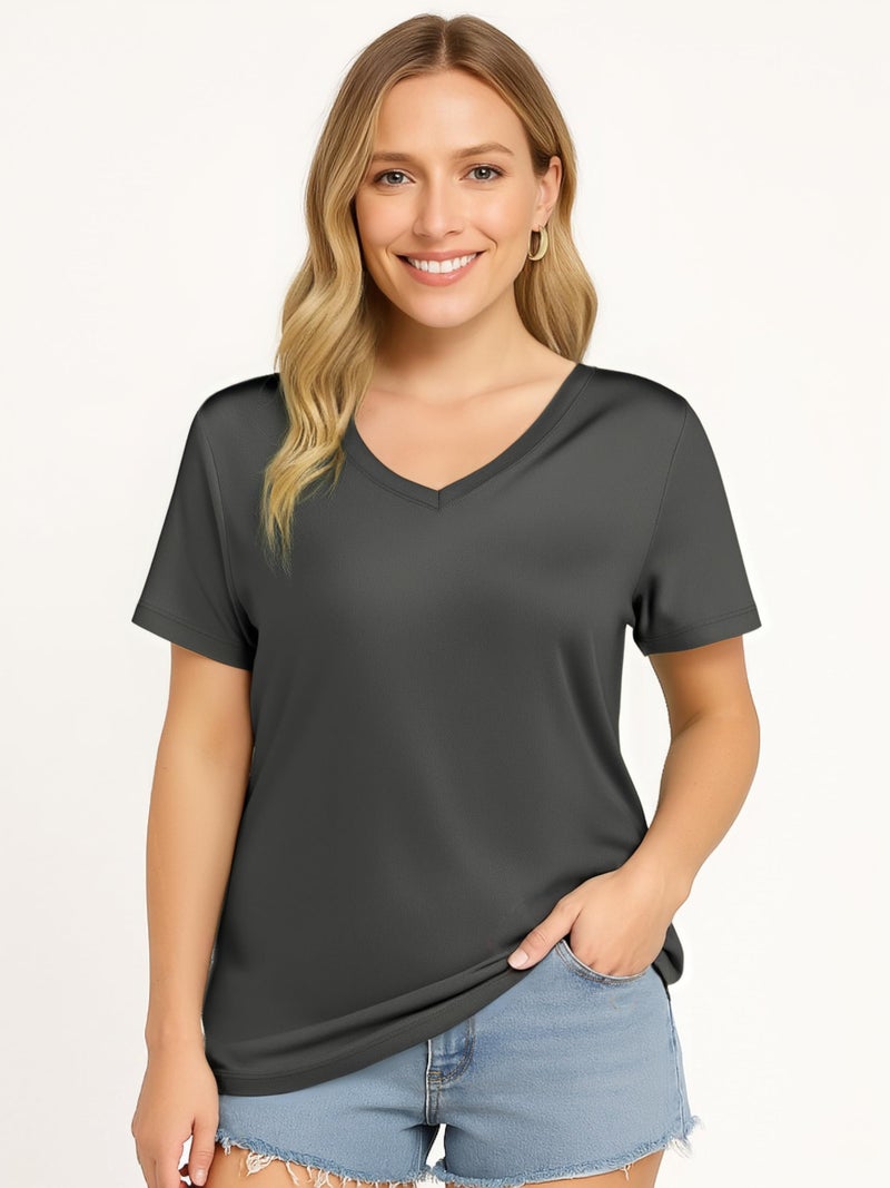 Opna Women's Short Sleeve Moisture Wicking Athletic Shirts Iron Grey - Image 2